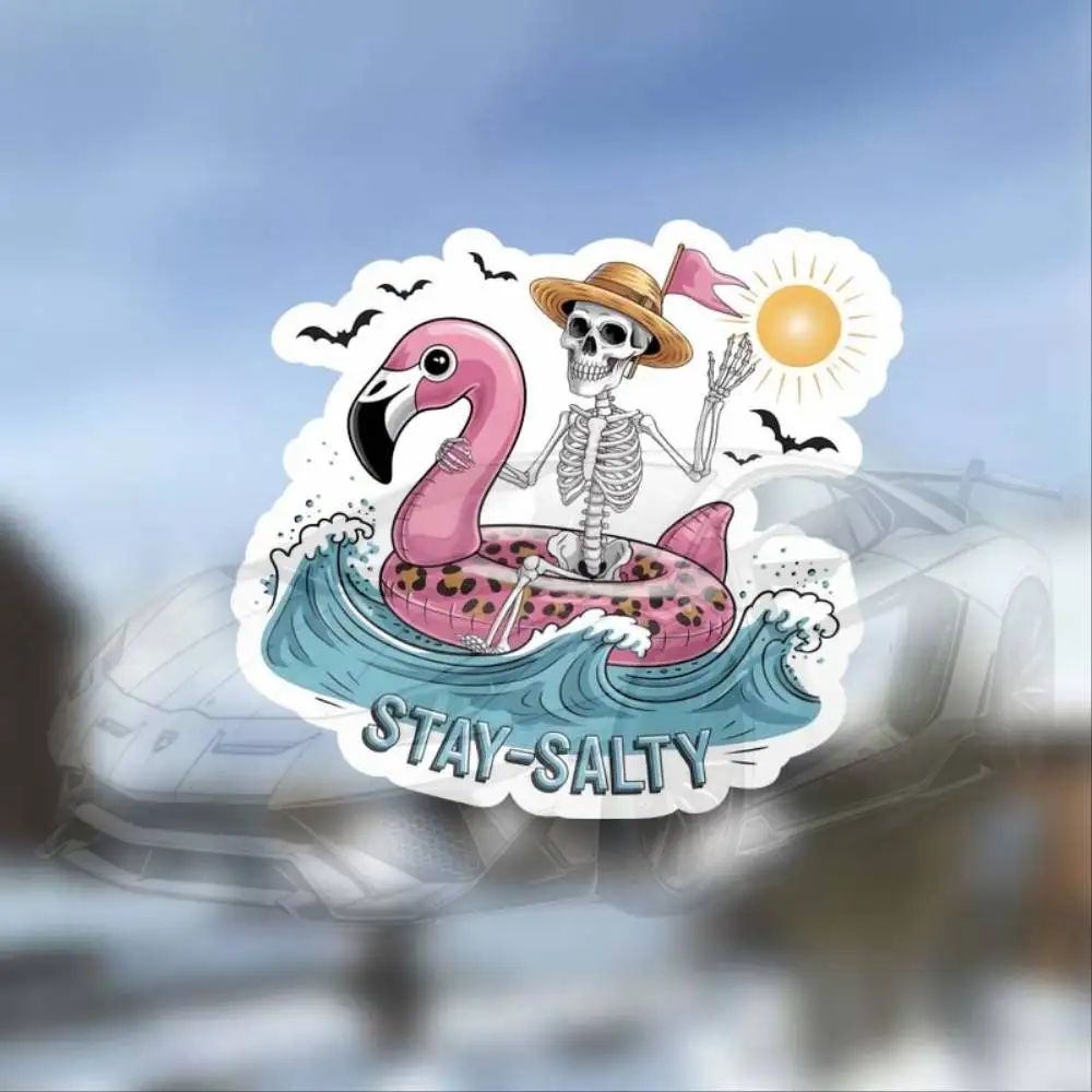 Skeleton Flamingo Waterproof Vinyl Sticker Decal For Van SUV Window Wall Boat Waterproof Stickers For Decorating Car Windows Mot