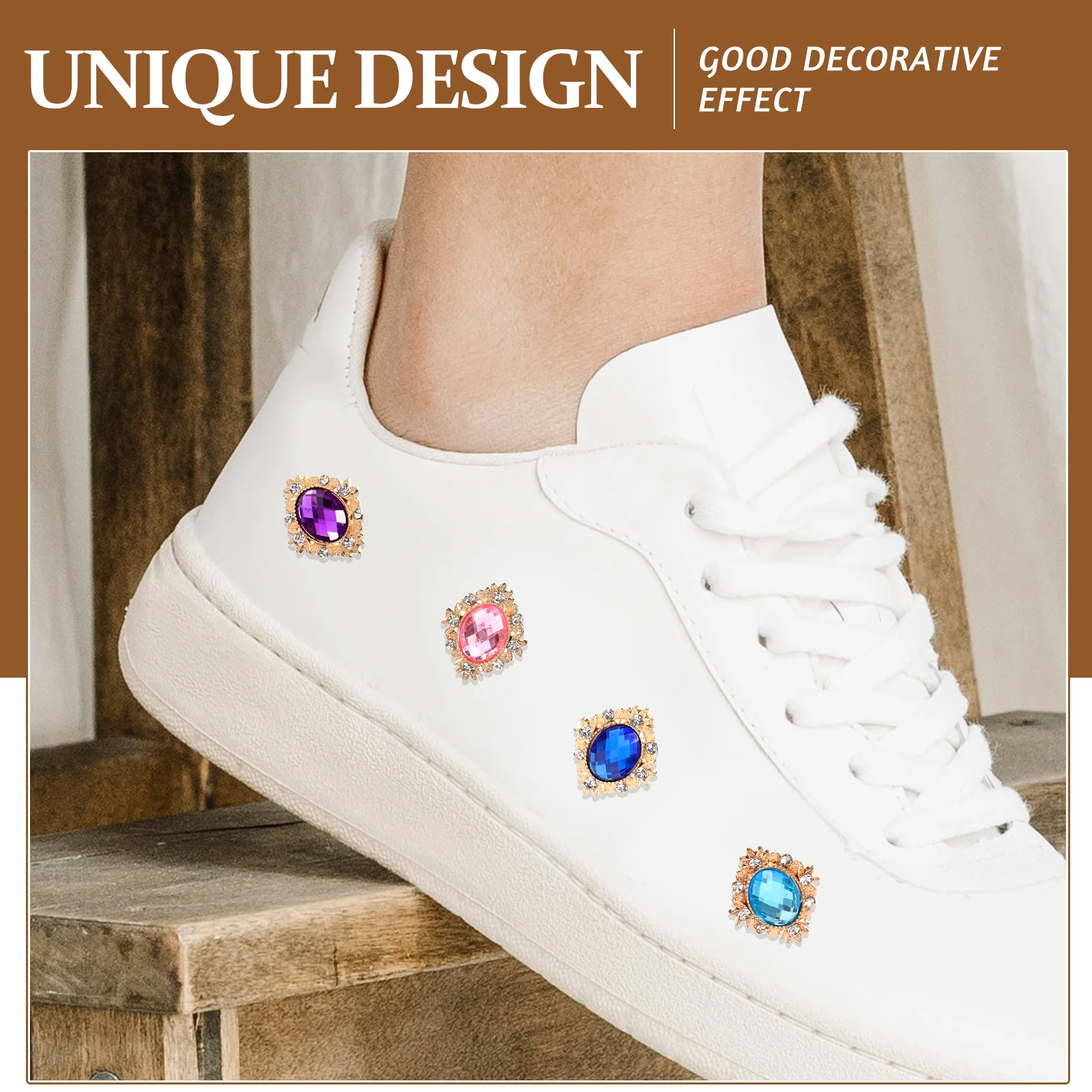 

6 Pcs Gem Buckle Shoe Clips Rhinestone Applique Alloy Flats Sneakers Heels Bridal Party Daily Use Women Accessories Shoe Jewelry