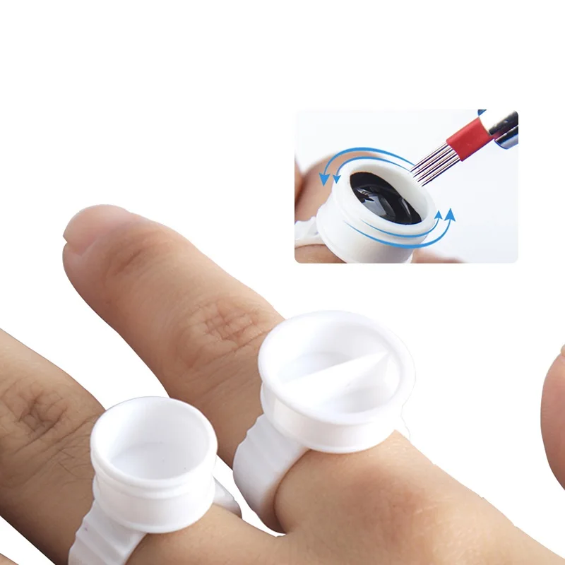 Plastic Disposable Hand 100PCS Ring Cup For Tattoo Ink Cup Mini Permanent Makeup Tattoo Tools Cup Accessary Pigments Container