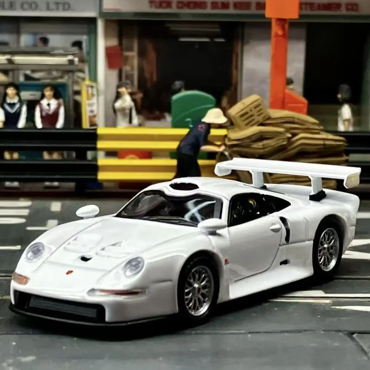Sparky Micro Modelos 1:64 Porsche 911 GT1 Branco Porsche Alloy Car Racing Model