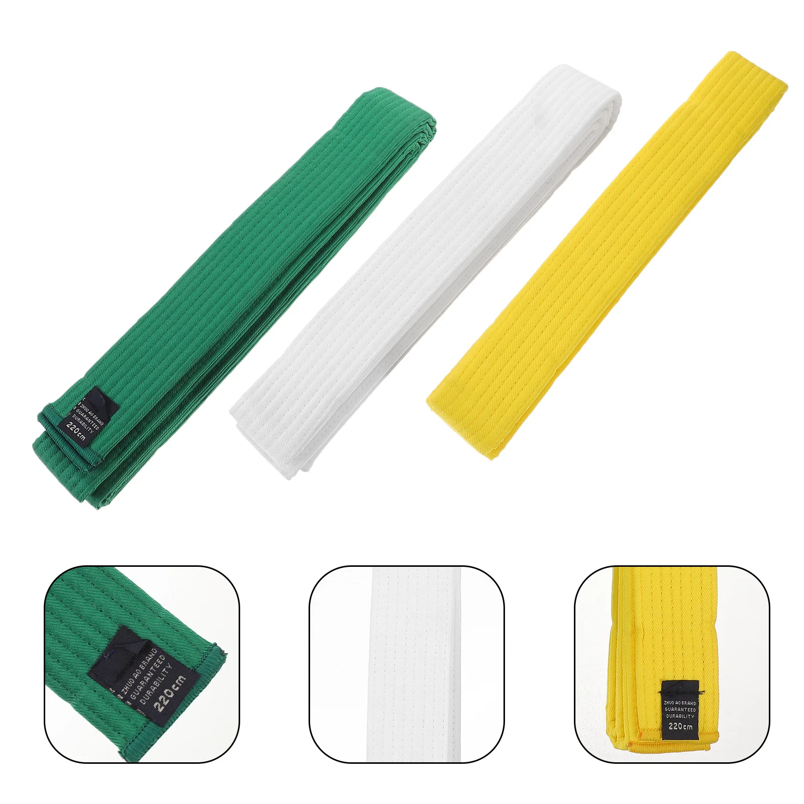 

3Pcs Taekwondo Belts Multicolor Cotton Martial Art Waist Wrap Training Belt for Karate Practicing Training Taekwondo Gear