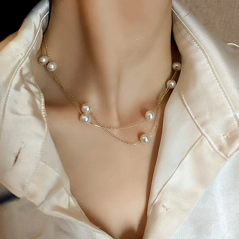 Pearl Necklaces Female Chain Choker Necklace for Women Jewelry Korean Fashion Neck Necklace 2022 Trend Girls Accessories