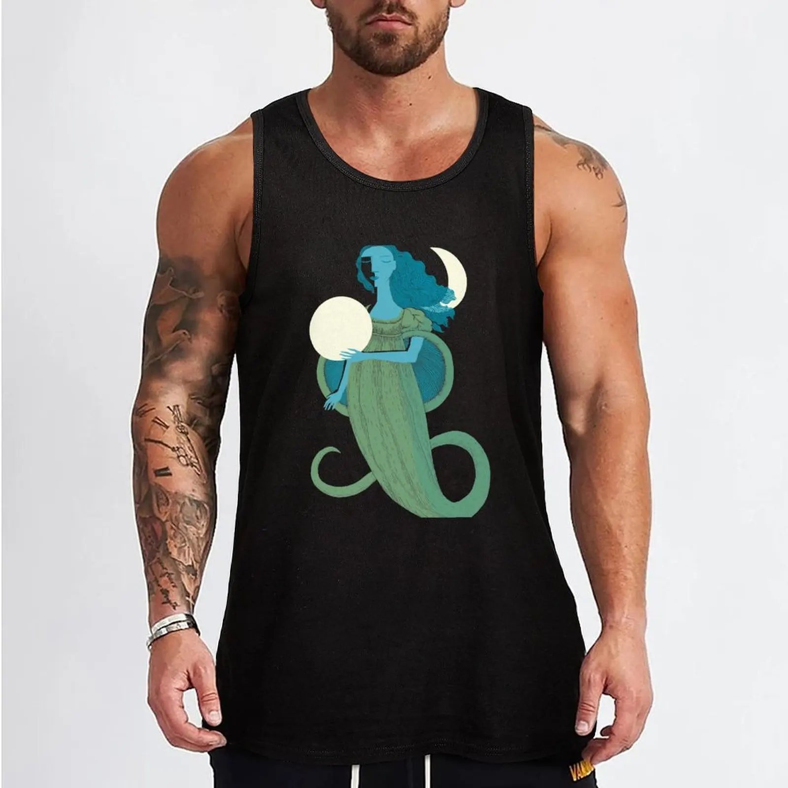 Moonlight Mermaid Tank Top T-shirt man Man sleeveless shirt sleeveless man shirts Men's gym