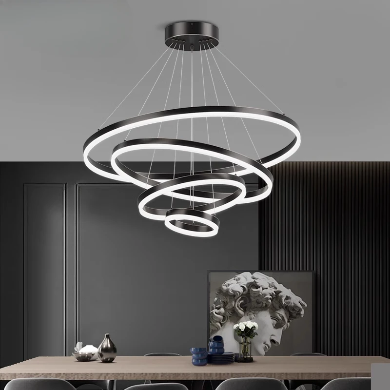 

Simple modern atmosphere home creative personality living room light ring full spectrum eye protection living room chandelier