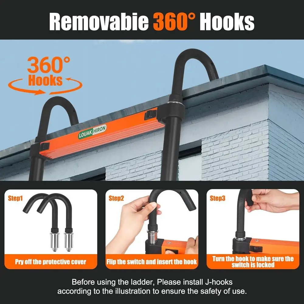 Ausziehbare, zusammenklappbare, rutschfeste Leiter für den Mehrzweckhaushalt, 14,5 Fuß/4,4 m