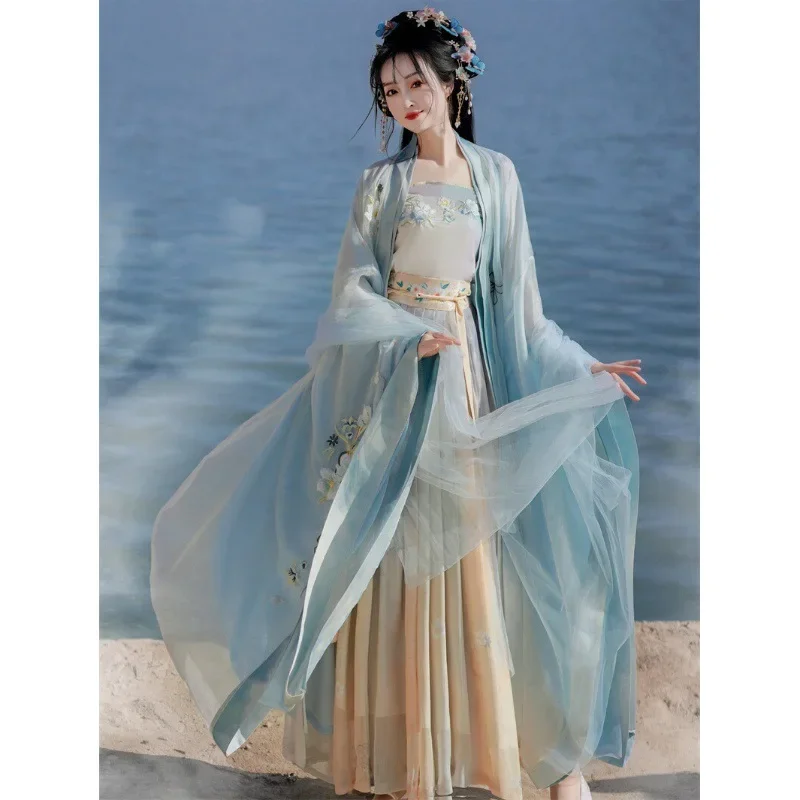 JY20 Hanfu Women 2024 New Summer Thin Improved Adult Waist-length Big Sleeve Shirt Chinese Wind Super Xianqi Ancient Clothing