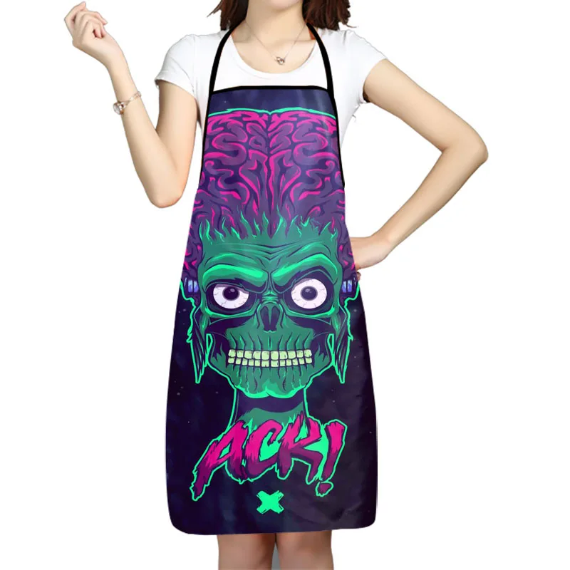 Mars Attacks Movie Pattern Anti-Fouling Kitchen Aprons For Men Women Household Cleaning Cooking Baking Waist Bib 68x95cm 50x75cm