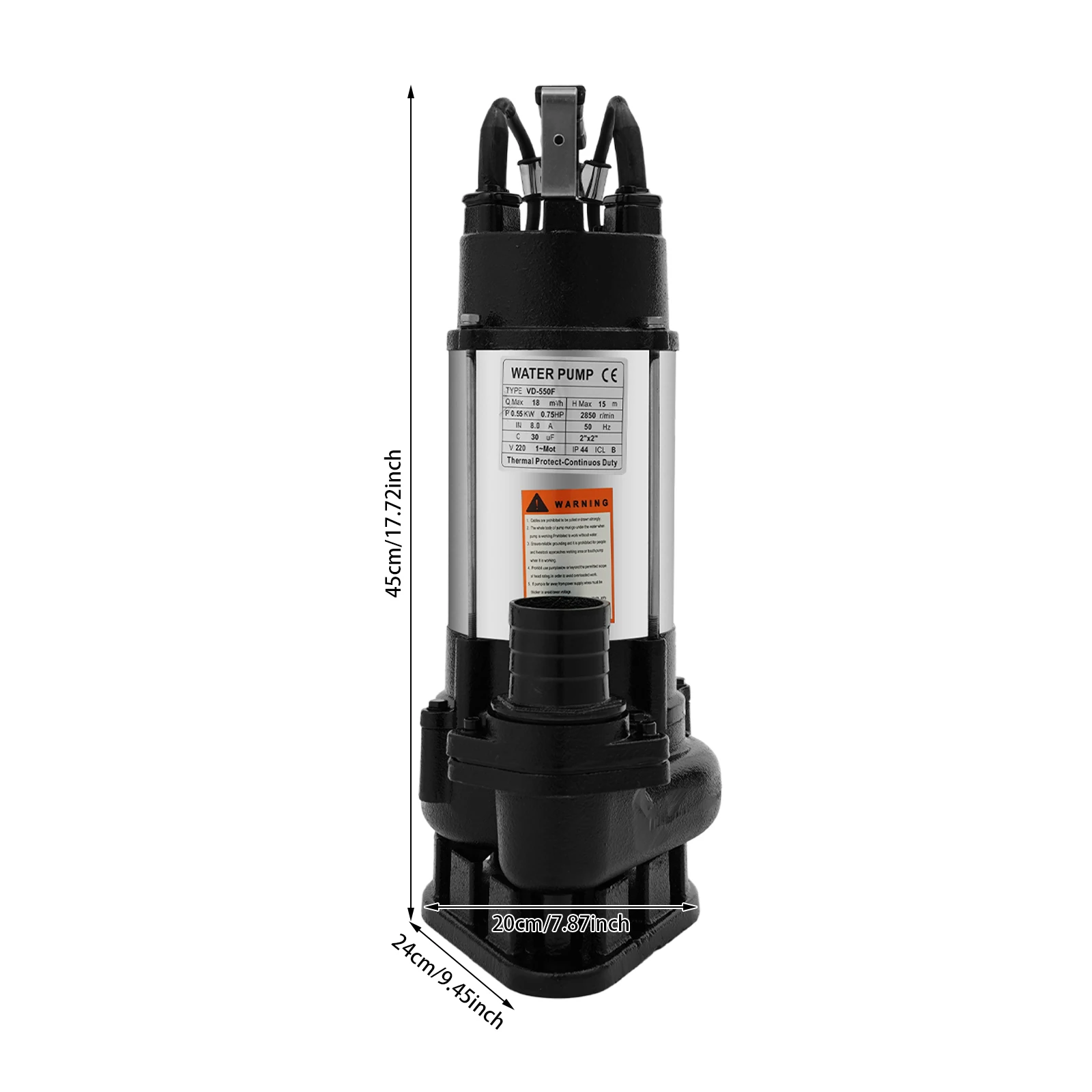 0,55 kW Tauchpumpe für Abwasserentsorgung mit automatischem Schwimmerschalter, 2-Zoll-Auslass, Industrie- und Gewerbe-Pumpe – Detail 3
