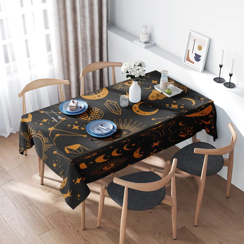 Black Gold Tablecloth with Starry Sky Design for Home Decor Modern Dining Room Decoration 60x120cm