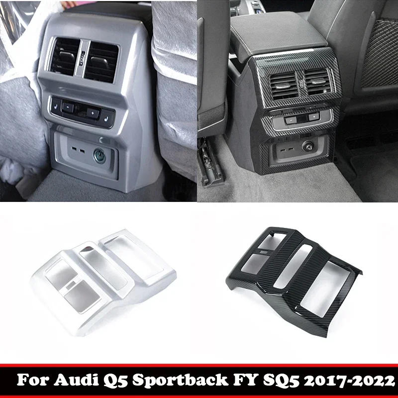 For Audi Q5 FY SQ5 Sportback 2017-2020 2021 2022 ABS Carbon Fiber Car Rear Armrest Box Air Conditions Outlet AC Vent Cover Trim