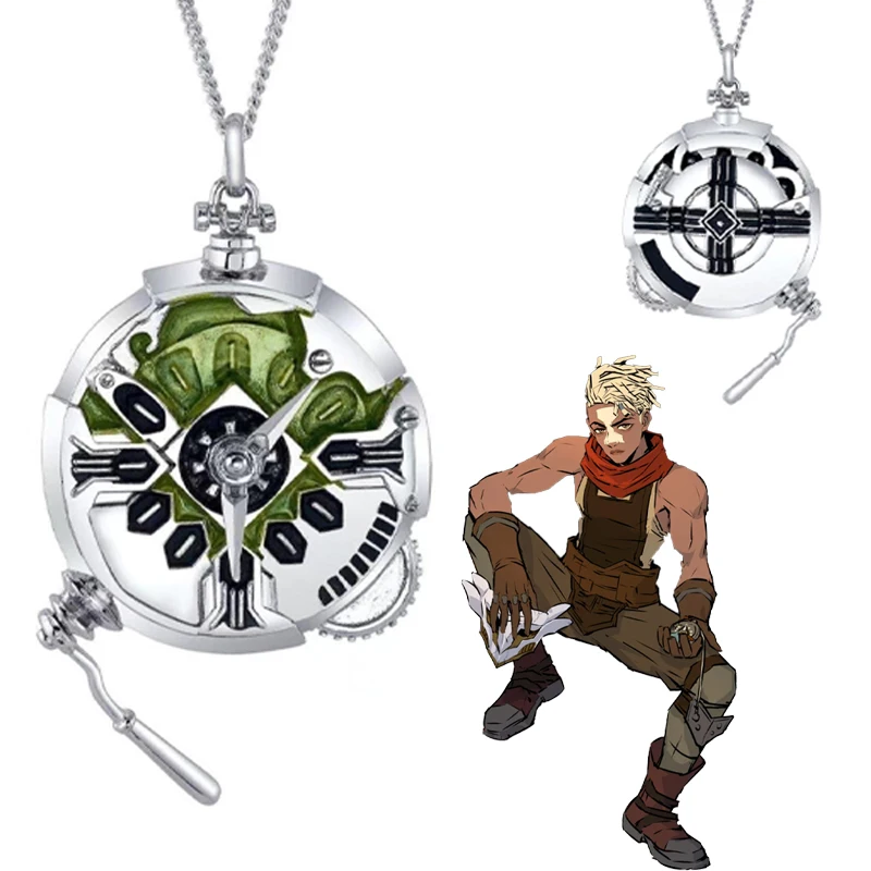 Game LOL Arcane Ekko Season 2 Cosplay Jinx Powder Rotating Pendant Stopwatch Necklace Halloween Roleplay Accessories Props Anime