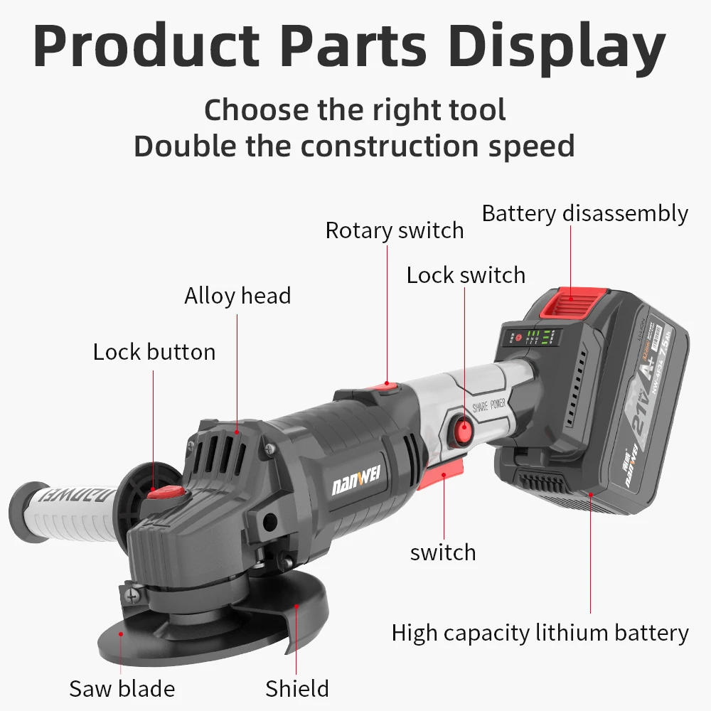 Lithium Battery Angle Grinder Mini Power Tools Lithium Battery Cordless Angle Grinder