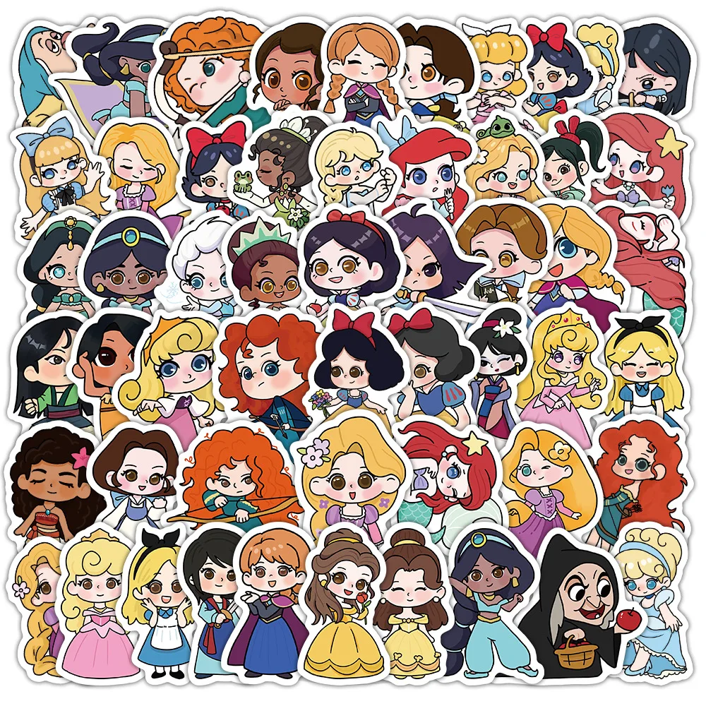 100 قطعة ديزني سنو وايت ارييل حسناء الأميرة ملصقات الجمالية الكتابة على الجدران الشارات للأطفال محمول الأمتعة سجل القصاصات مذكرات ملصق #1