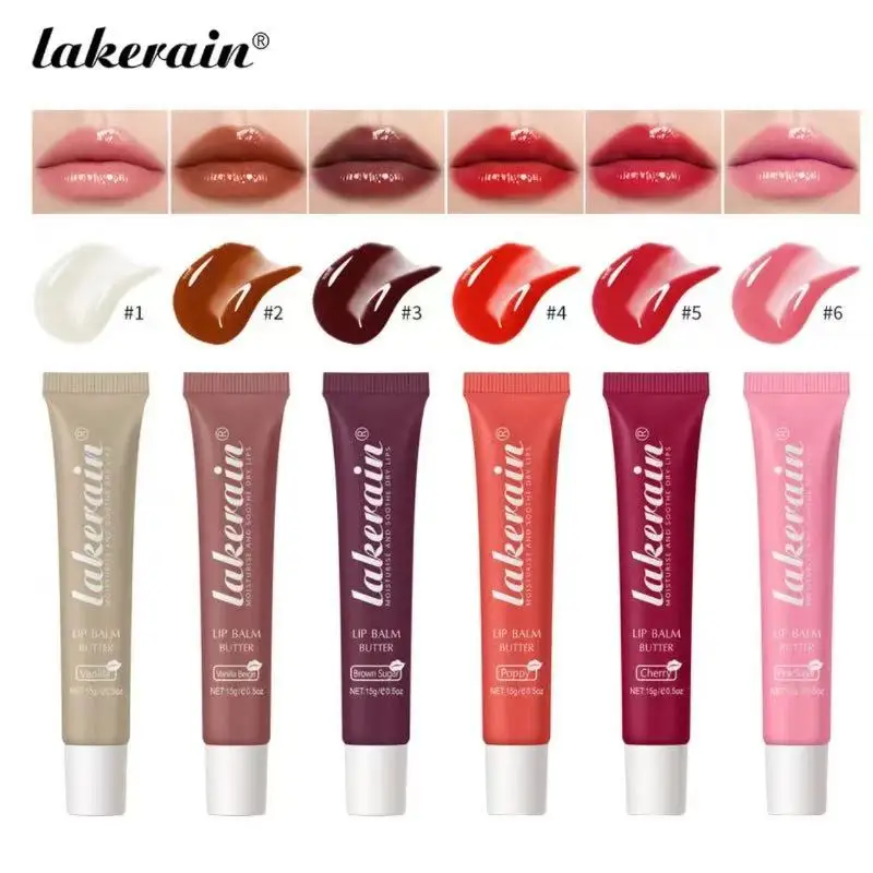 Bálsamo labial de cristal, mantequilla, brillo de labios hidratante, aceite, brillo de labios líquido, tinte de labios, azúcar marrón, cereza, maquillaje de labios rosa