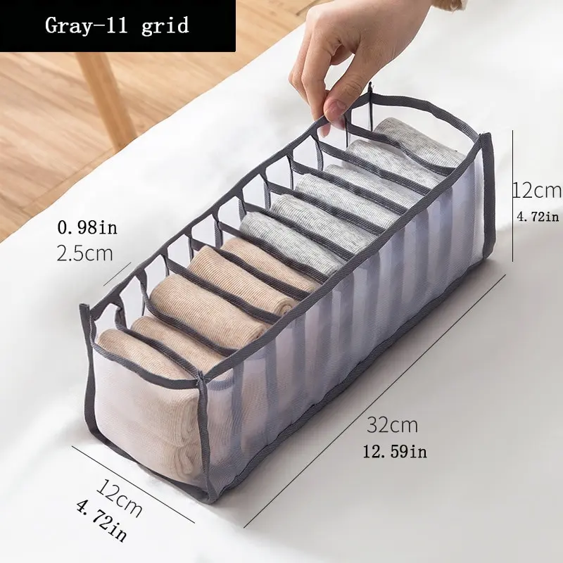 11 Compartment Home Collapsible Underwear Storage Box Nylon Organizing Dormitory Storage Bra Organizing Breathable Mesh Bag