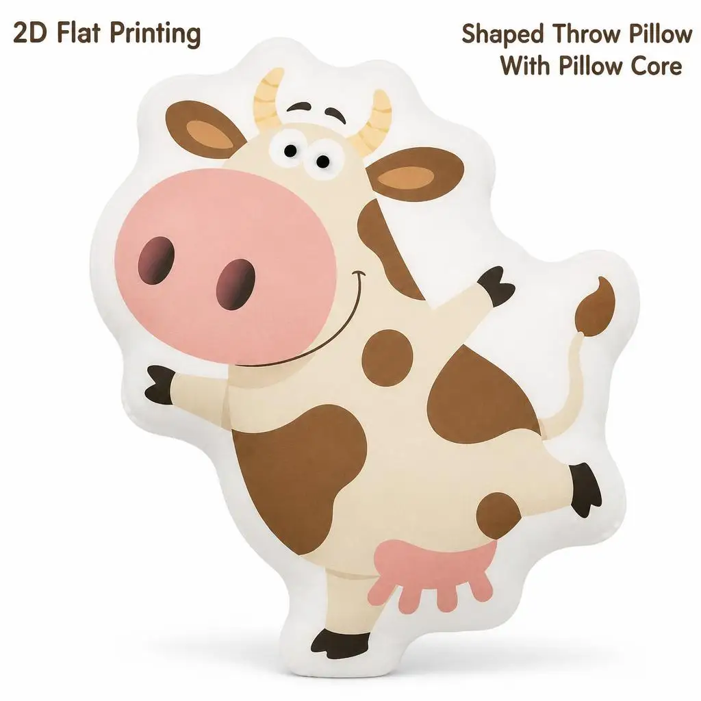 Cute Cow Farm Animal Lovers Gift Plush Pillow Cushion Irregular Stuffed Throw Pillow Home Decor Gift Sofa Bed Home