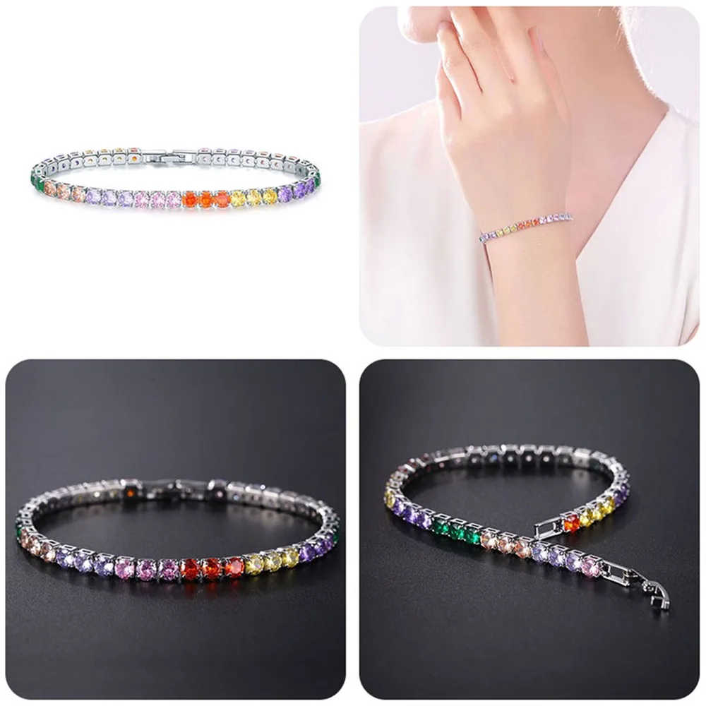 New Style White Gold Color 17cm 19cm Tennis Bracelets for Women Hand Chain Link Birthstone Female Jewelry Free Shipping