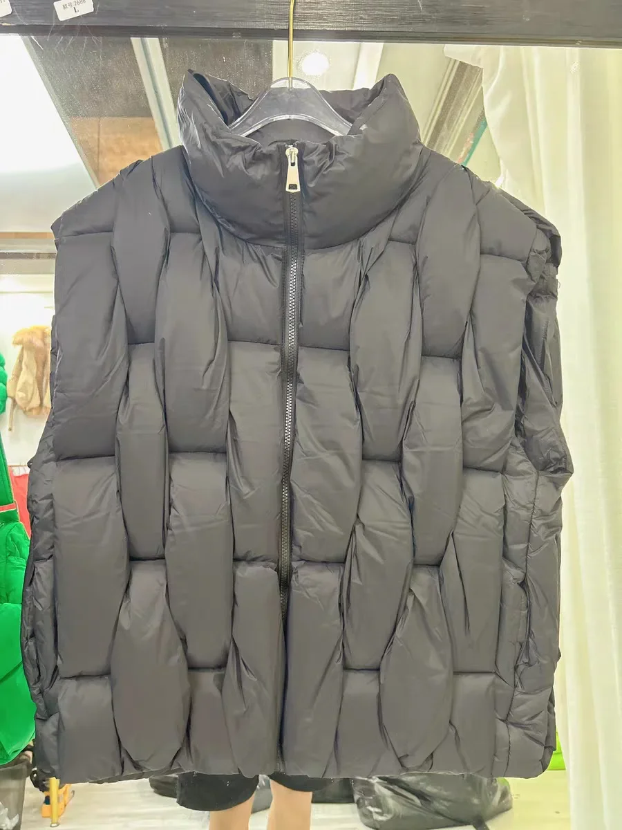 Autumn and Winter New Women's Down Vest Windproof Woven Vest