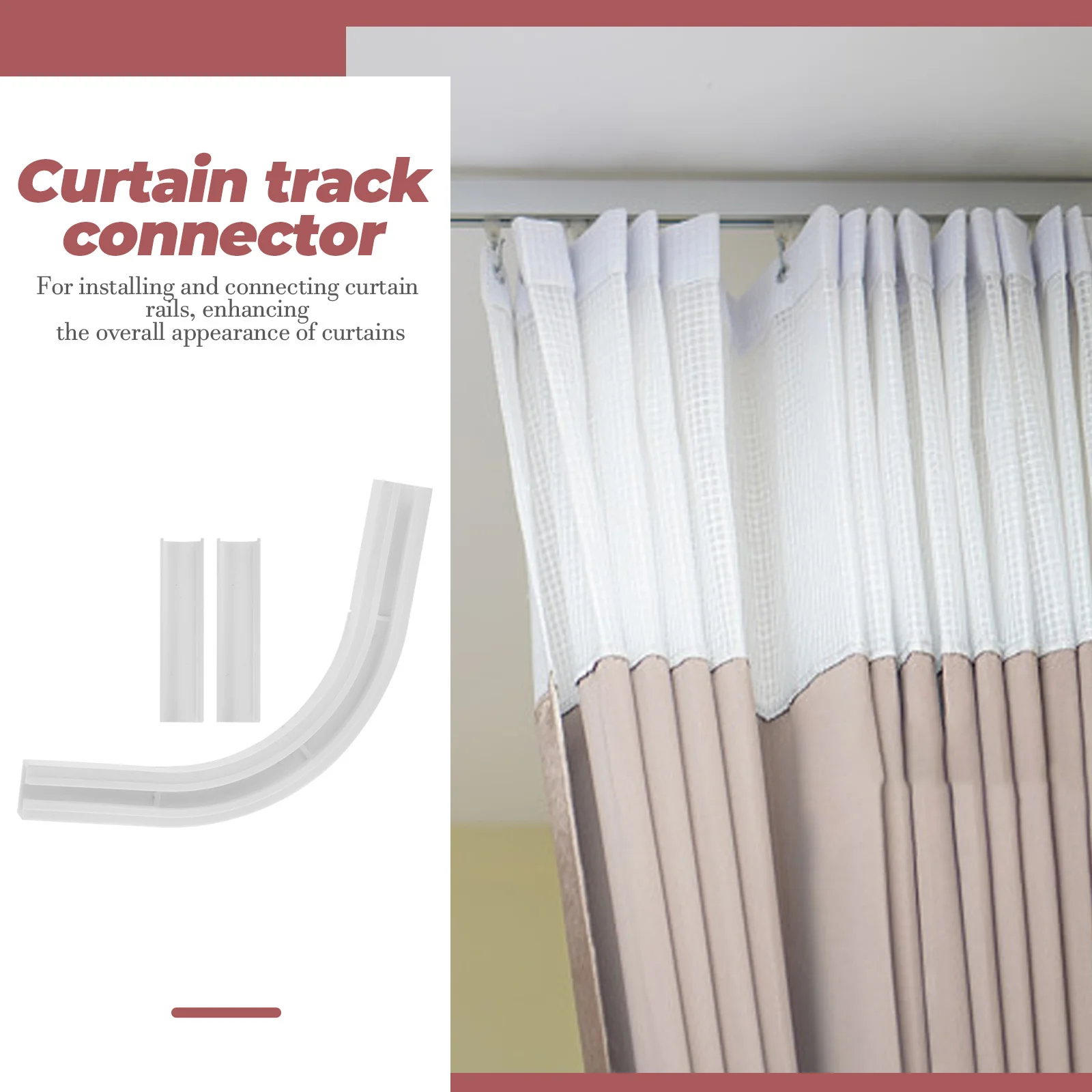 

90 Degree Curtain Track Connector for Ceiling Curtain Track Corner Plastic Rail End Connector for Home Window