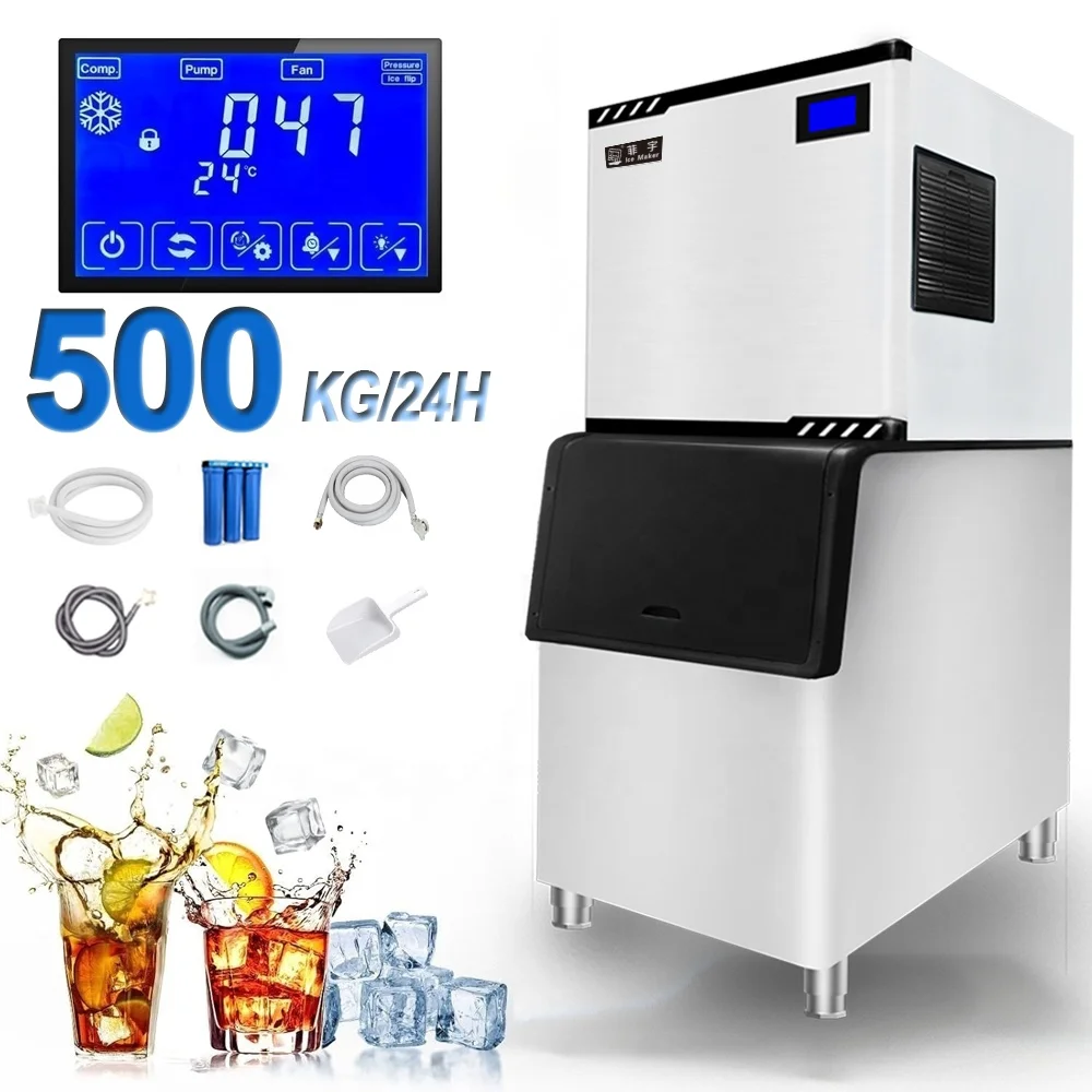 High Productivity Commercial Ice Cube Maker 120kg-500kg for Bars Cafes Hotels Restaurants with Durable Motor As Core Component