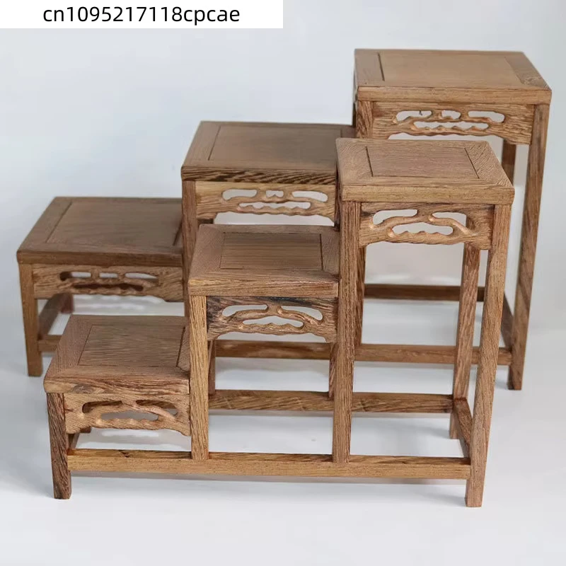Wooden Multi-tier Chinese Style Display Shelf Mini Desktop Rack Teaware Figurine Collectibles Holder Home Office Table Decor