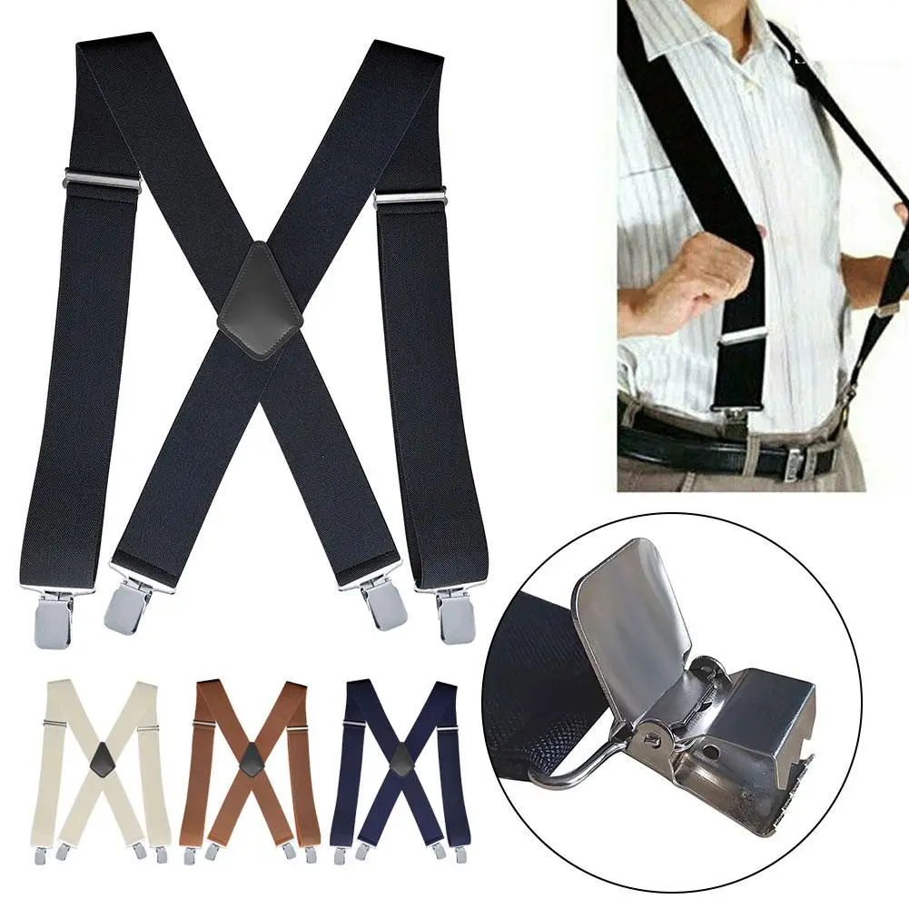 

5.0cm Three-clip Extended Suspenders Men's Suspenders Are Convenient For Work Suspenders Widened Extended Suspenders Wholes S6Y8