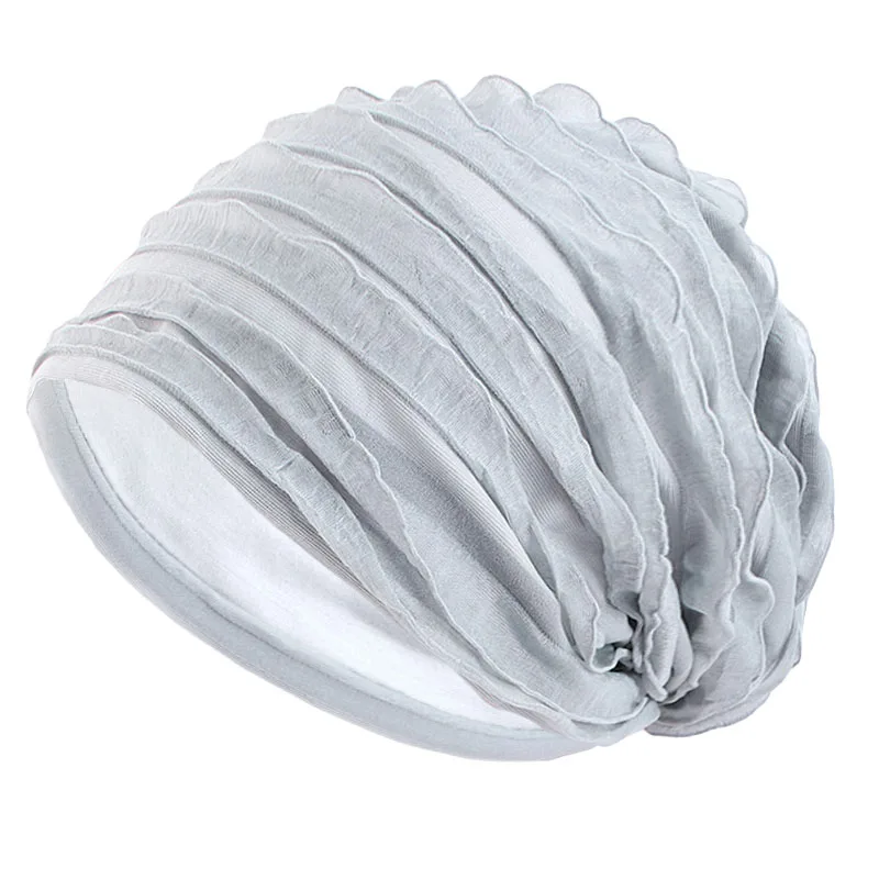 New Solid Color Breathable Beanie Cap Baggy Slouchy Hat Lightweight Elastic Skull Cap Thin Bonnet Cap Breathable Chemo Hats
