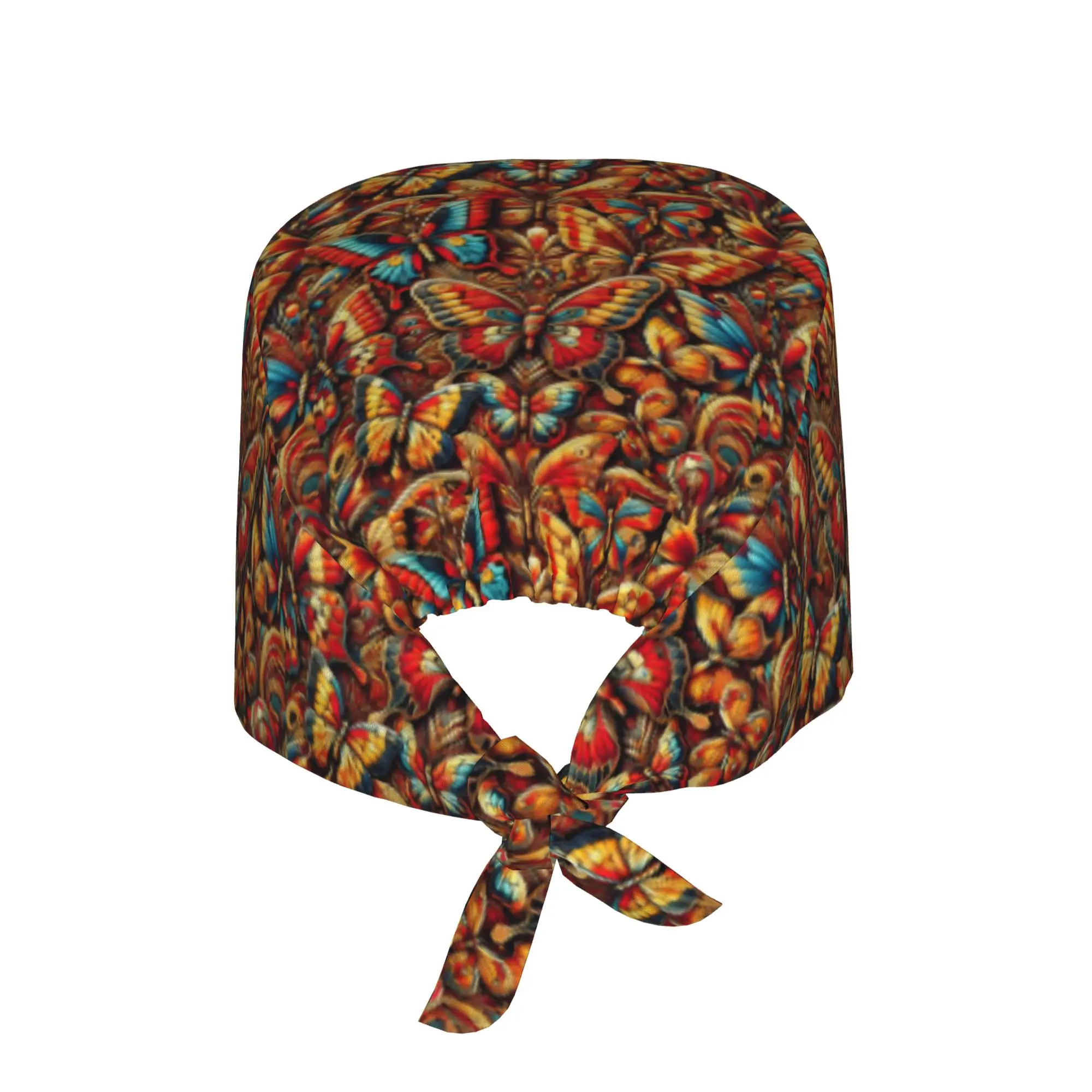Funny Colourful Butterfly Printed  Cleaning Working Cap Cool Unisex  Scrub Cap Surgicals Hat Nurse Scrubs Hat For Dentist