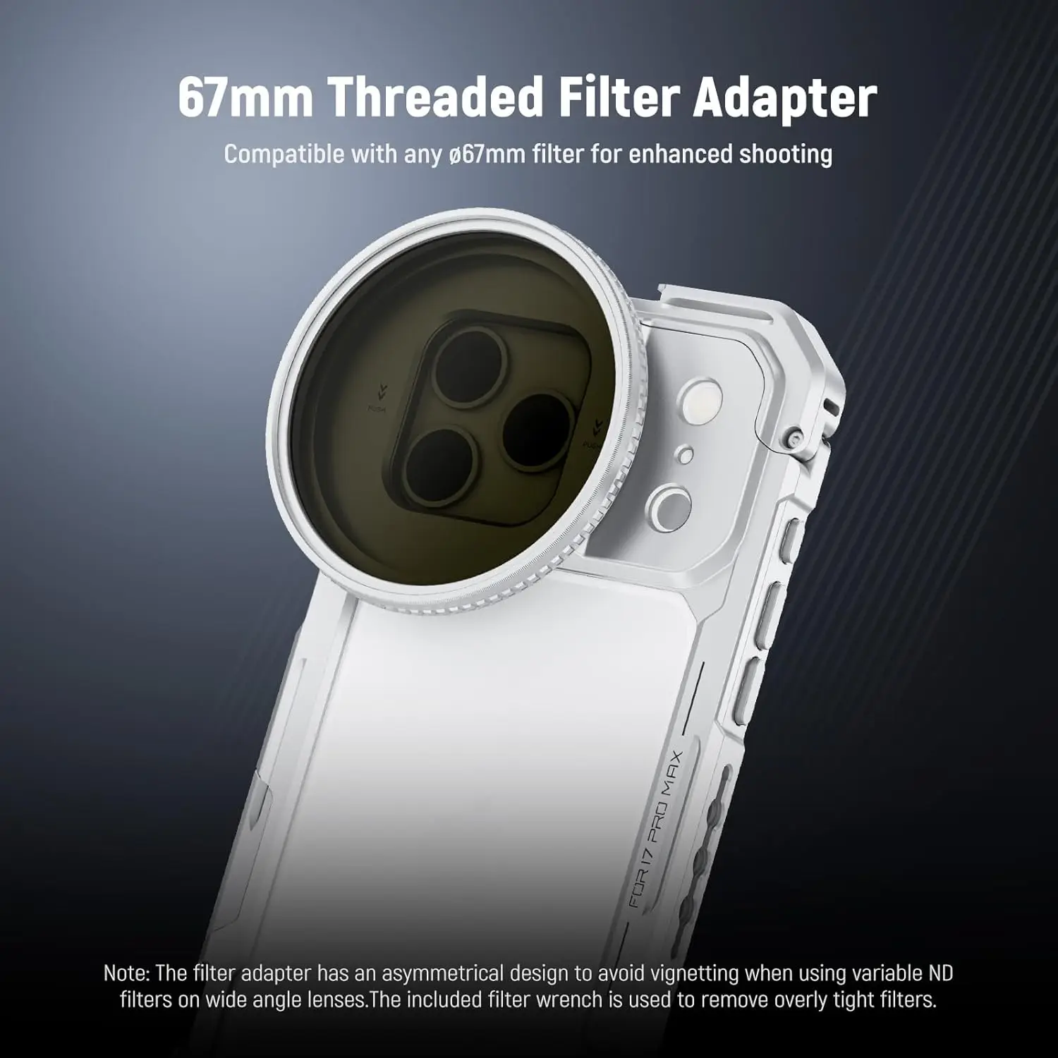 NEEWER Klatka operatorska do telefonu z szybkozłączką, stabilizator wideo, akcesoria z pierścieniem filtrującym 67 mm i płytką tylną 17 mm do iPhone'a 17 Pro — zdjęcie produktu 4
