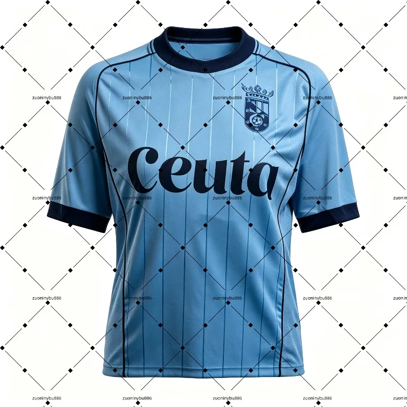 26-27 Season AD Ceuta Home and Away T-Shirt with 3D Digital Print, Comfortable and Breathable Sports Casual Top