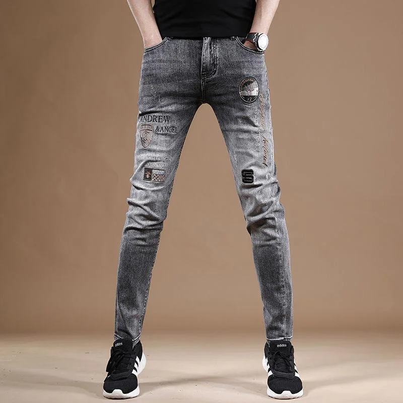 

Весенне-осенние модные однотонные прямые эластичные джинсы, мужские повседневные удобные спортивные джинсы высокого качества