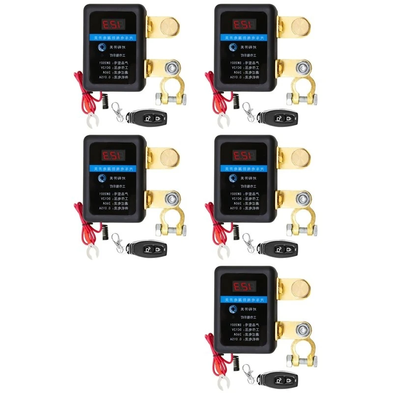 T21C 5X DC 12V Remote Battery Disconnect Switch 260A Automatic Power Shut Off Switch Car Remote Battery Cut Off Switch