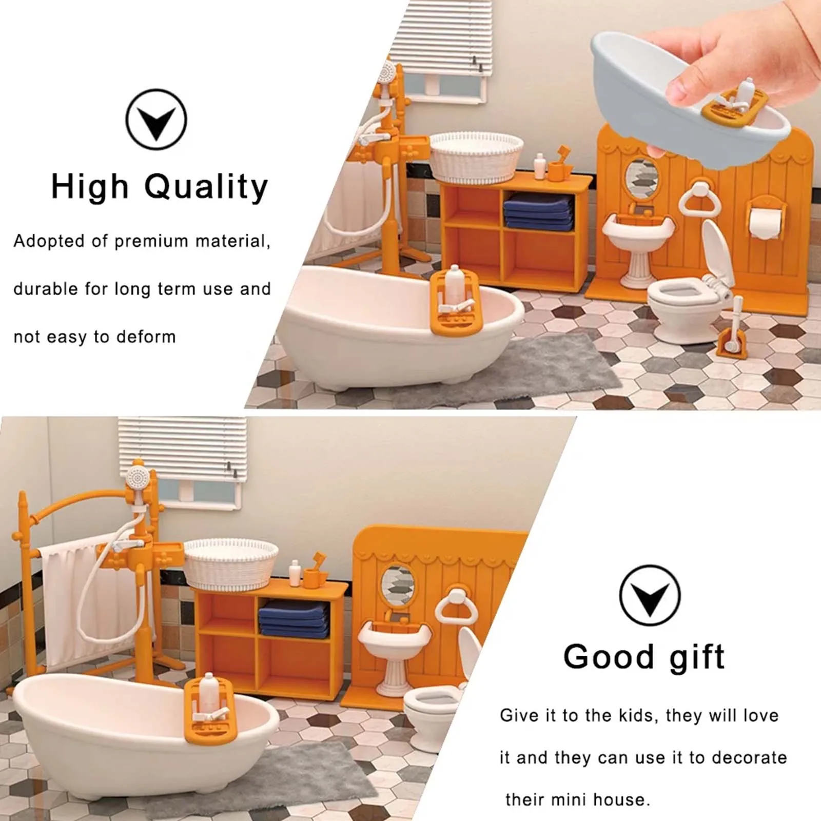 유아를위한 건물 자석 1-3 가구 욕실 세트 유아를위한 욕조 줄기 활동이있는 미니 액세서리 장난감