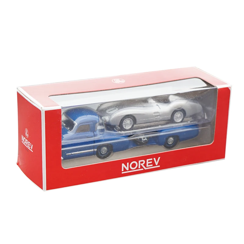 Modèle de voiture en alliage BENZ Blue Miracle Transporter Silver Arrow Trailer BENZ 1:64