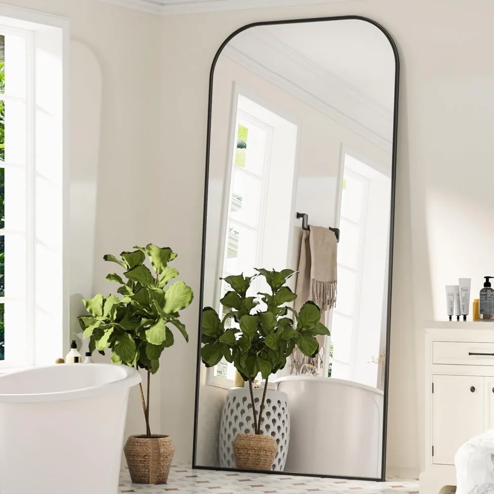 Large Arched Freestanding Floor Mirror, 71x27 Full Body Mirror with Stand for Bedroom and Living Room