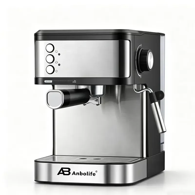 Anbolife 20Bar Compact Espresso Coffee Machine Aluminum Alloy Filter Holder Support OEM Custom Logo Adjustable Steam Knob CE