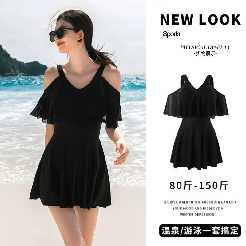 New swimsuit for women soaking in hot springs with a sense of luxury conservative gathering plus size one-piece swimsuit