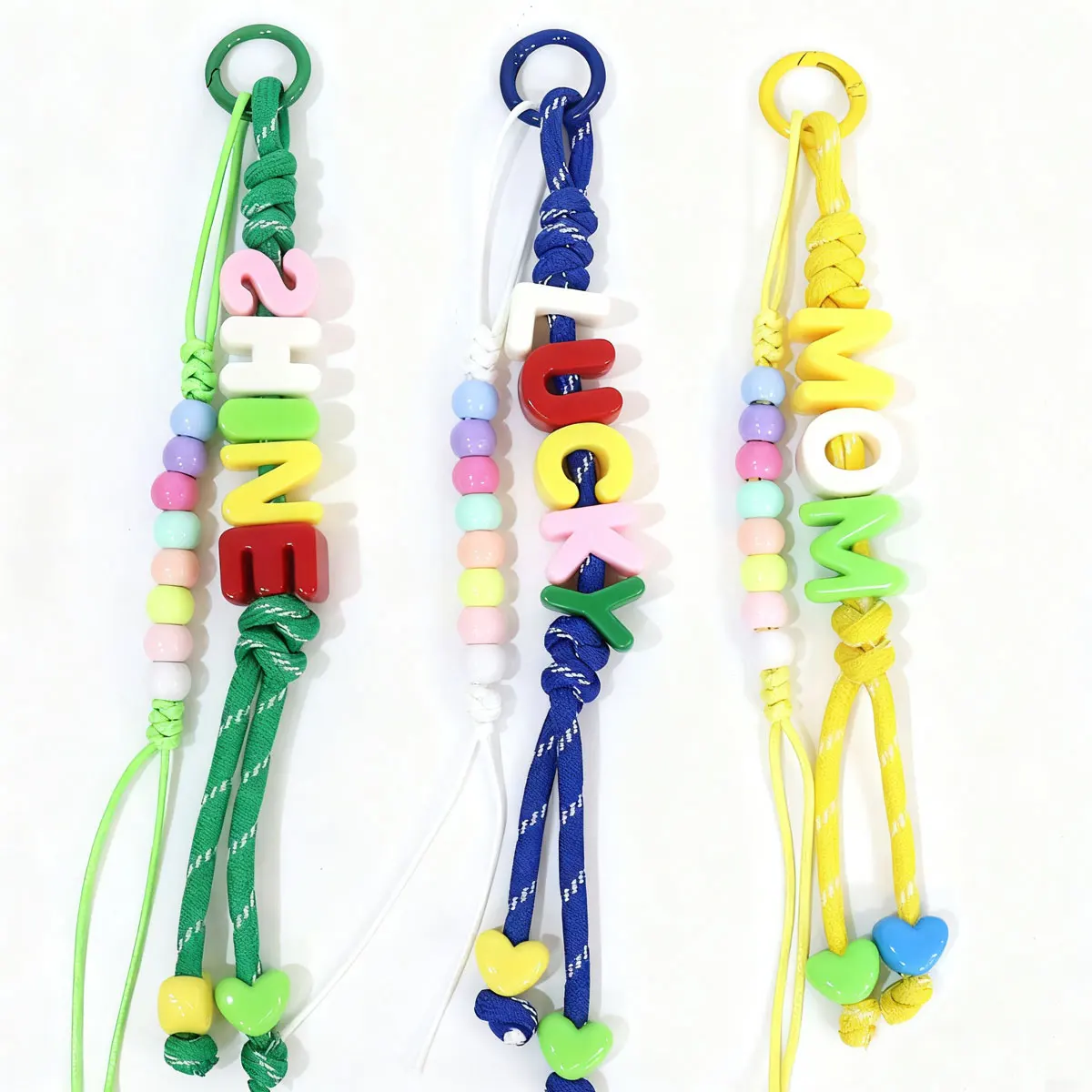 Personalized Colorful Braided Beaded Acrylic Letter Keychain