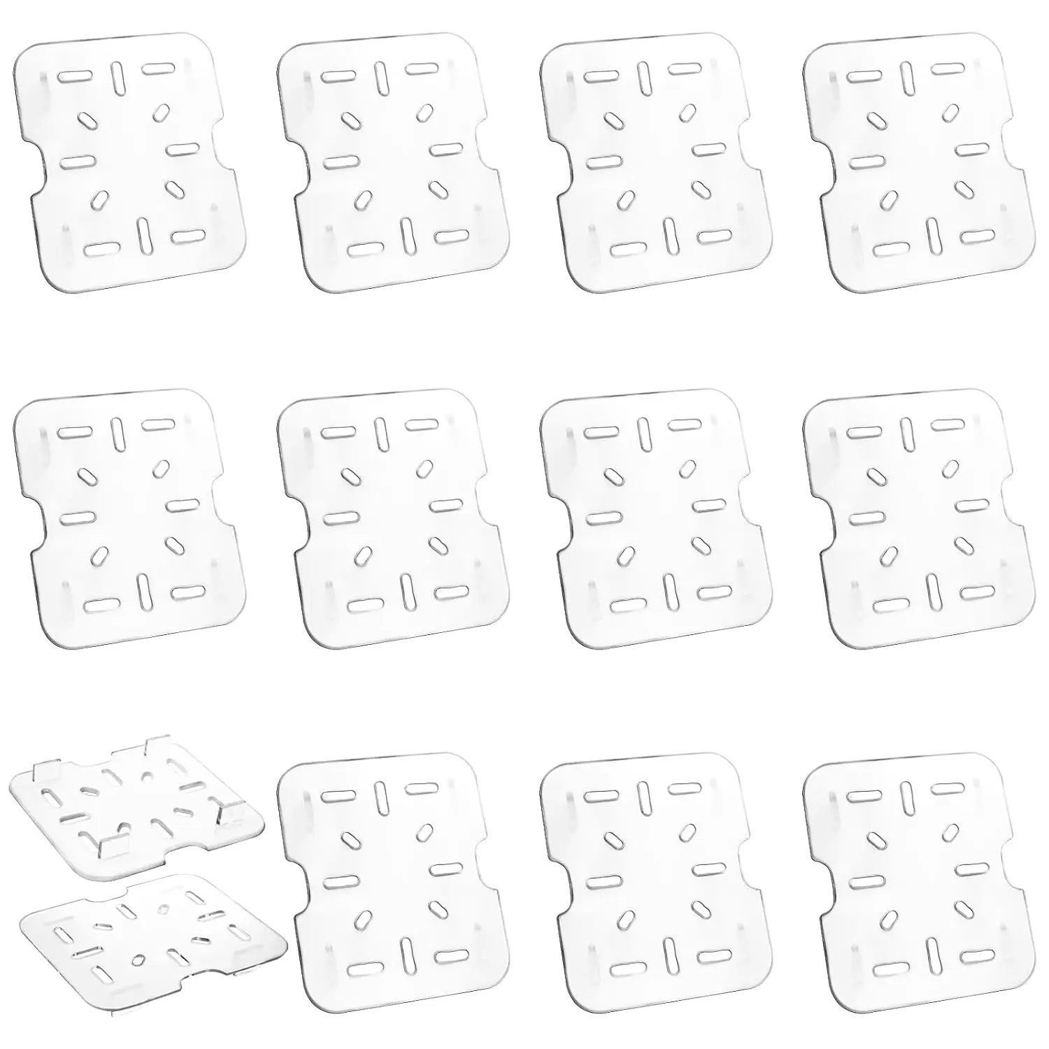 

12 шт. пластиковая сливная полка для пищевых продуктов размером 1/6, прозрачная пластиковая решетка, акриловые сливные подносы для пищевых продуктов, пластиковая сливная сковорода, прозрачный поднос