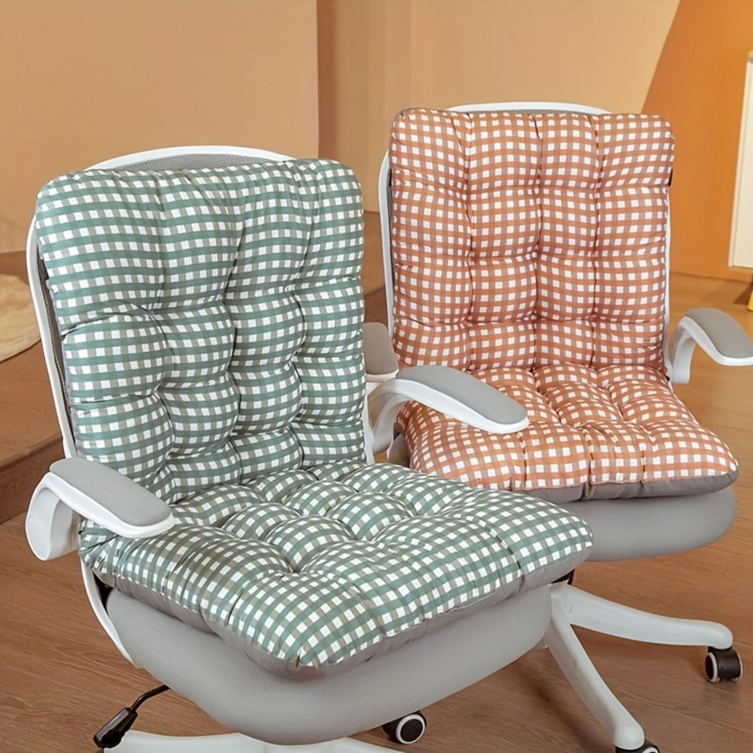 1pc Classic Plaid Polyester Chair Cushion - Soft, Washable, and Durable Office Computer Chair Pad with Integrated Autumn and Win