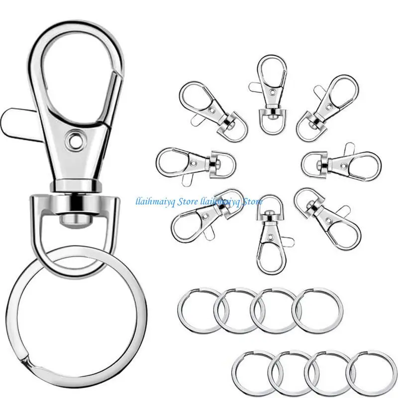 573B 100 Pcs Keychain Hooks with for Key Rings Keychain Clip Hook with Ring for Lanyard Jewelry Making DIY Craft Jewelry Find