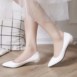 Sapatos Femininas Women Cute Light Weight White Spring Slip on 3cm Low Heel Shoes Lady Casual Office & Work Heels Zapatos A278