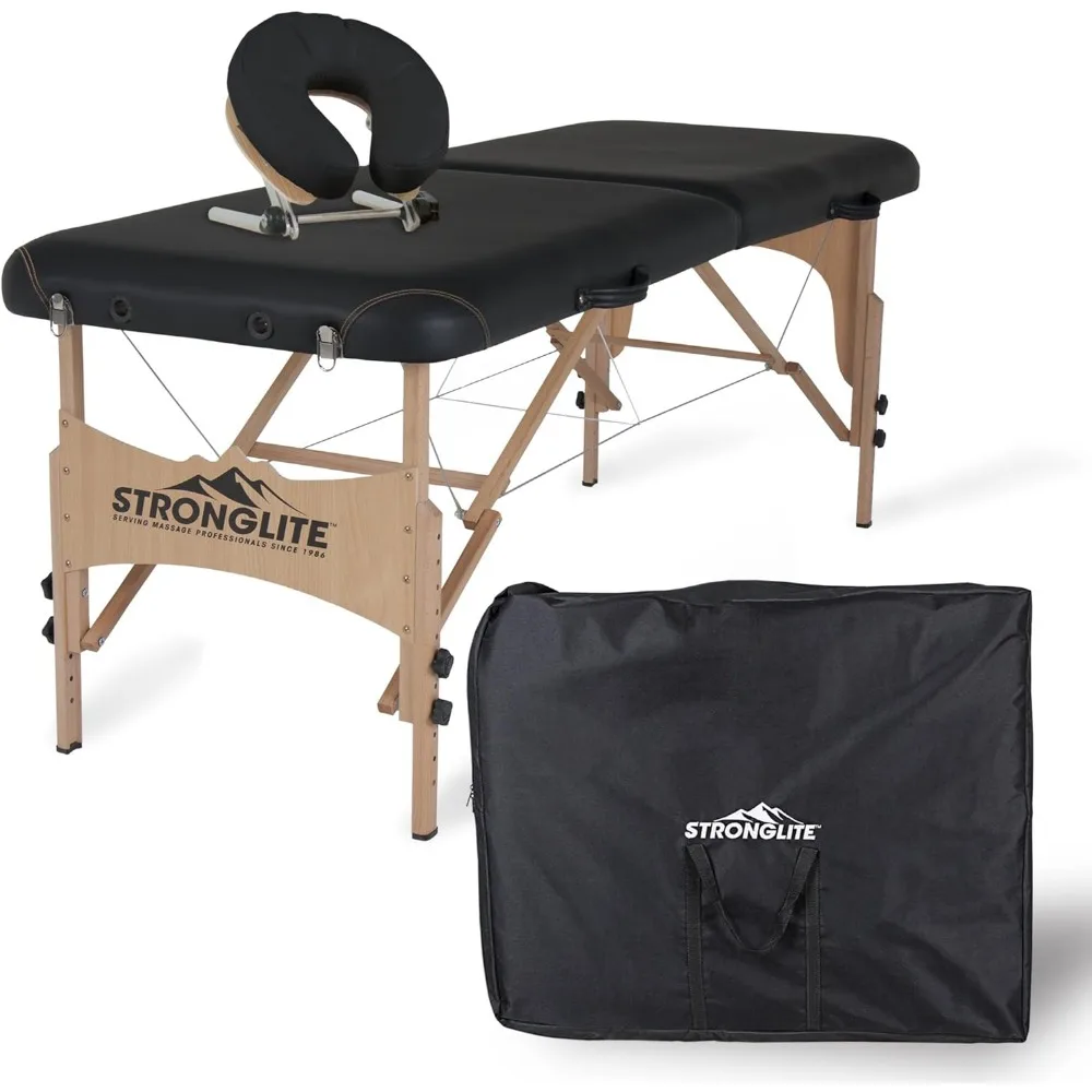 

Portable Massage Table Package Shasta - All-In-One Treatment Table w/ Adjustable Face Cradle, Pillow & Carrying Case, Black