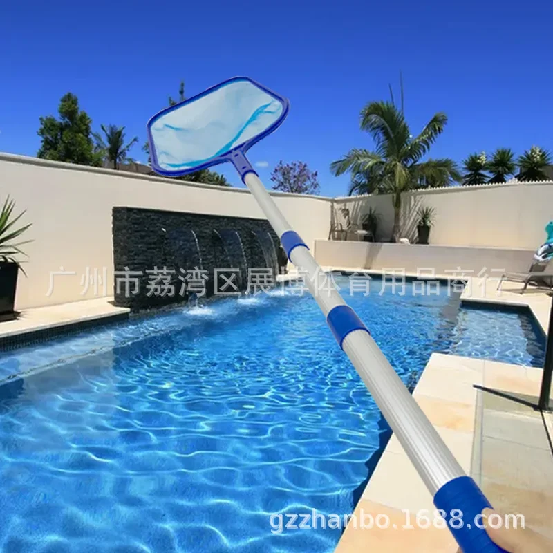 

Pool Cleaning Standard Shallow Water Leaf Net With 3 Ret ractable Aluminum Rod Threa ded Connection