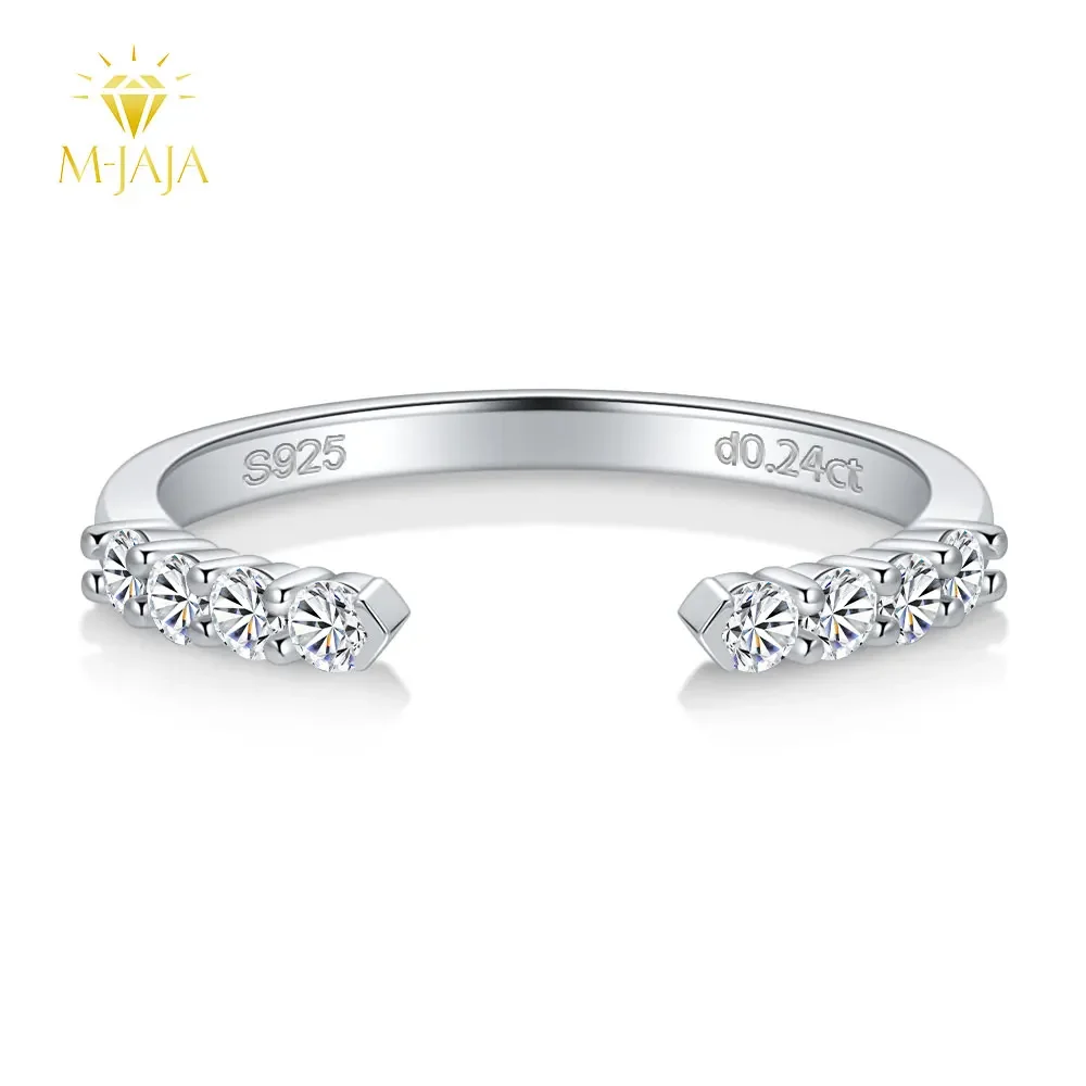 M-JAJA Moissanit Offener Ehering S925 Sterling Silber für Damen Vergoldeter Diamantring Geburtstags-Party Trendiger Schmuck Geschenke