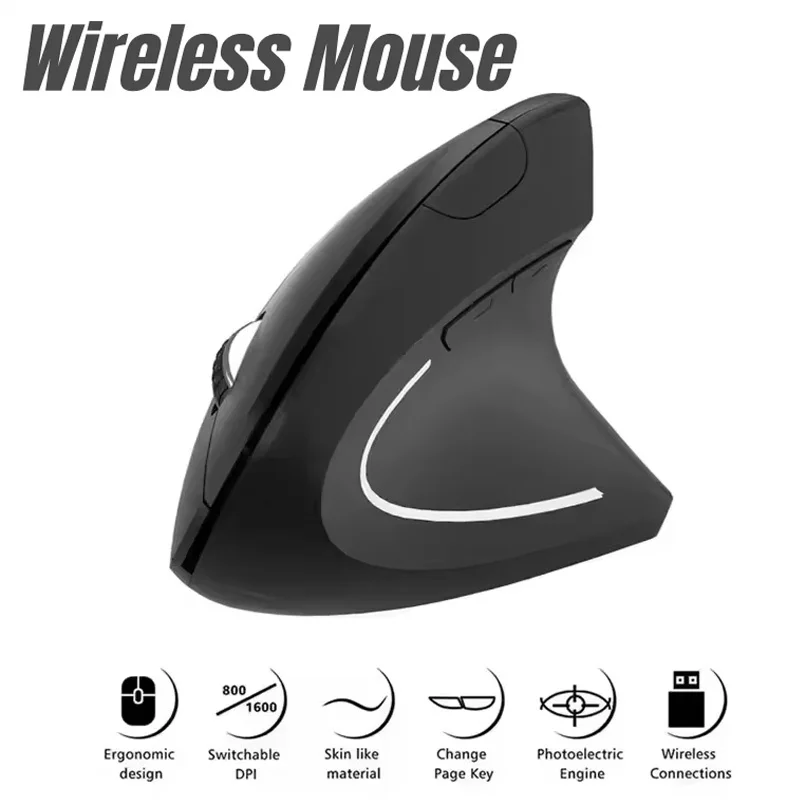 Wireless Bluetooth Vertical Mouse Rechargeable Personalised Side Grip Ergonomic 2.4G Mute Gaming Computer Mouse For Office Home