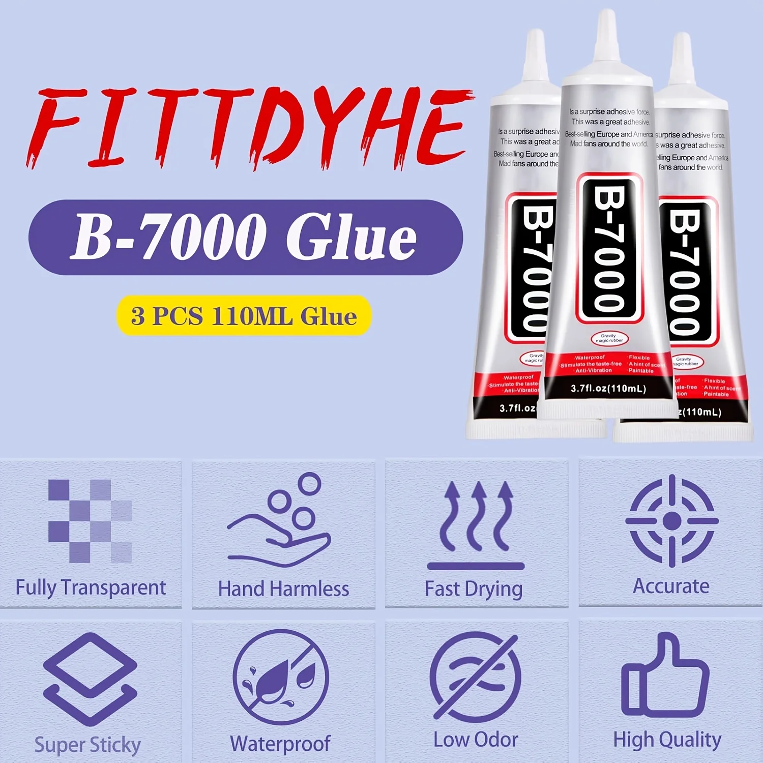 (Adhesive 15/50/110g) B7000-E8000—Waterproof, Clear Epoxy Adhesive for Mobile Phones and Jewelry