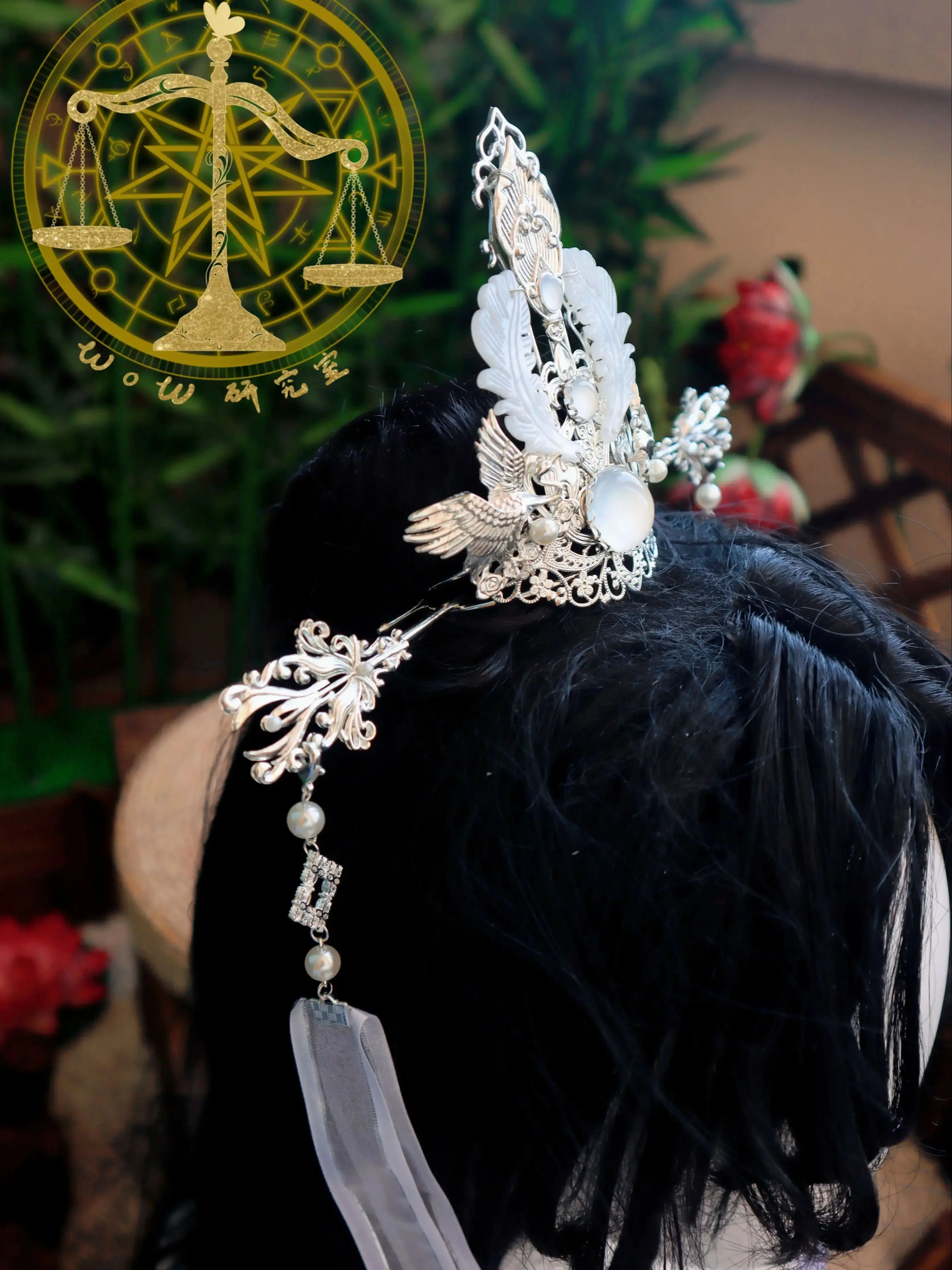 In Stock Er Ha Chu Wanning Anime Cosplay Headwear Antique Style Hair Crown Hairpin Ribbon Headdress Chinese Ancient Props