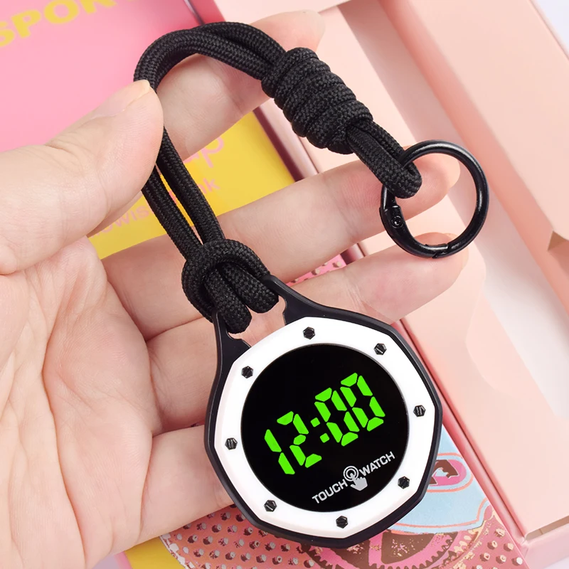 Touch Screen Digital Hanging Watch Braided Rope Lanyard Pendant Clock Mini Portable Casual LED Electronic Neck Watch Gift