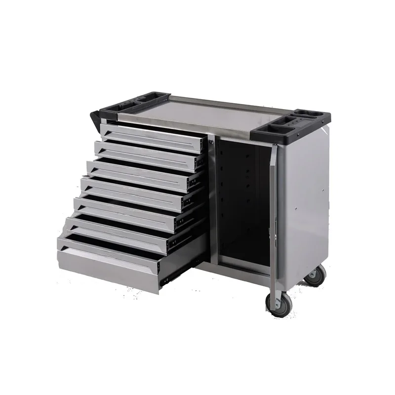 Auto Repair Garage Roller Cabinet 7-drawer Tool Cabinet Workshop Tool Storage Silver Tool Trolley